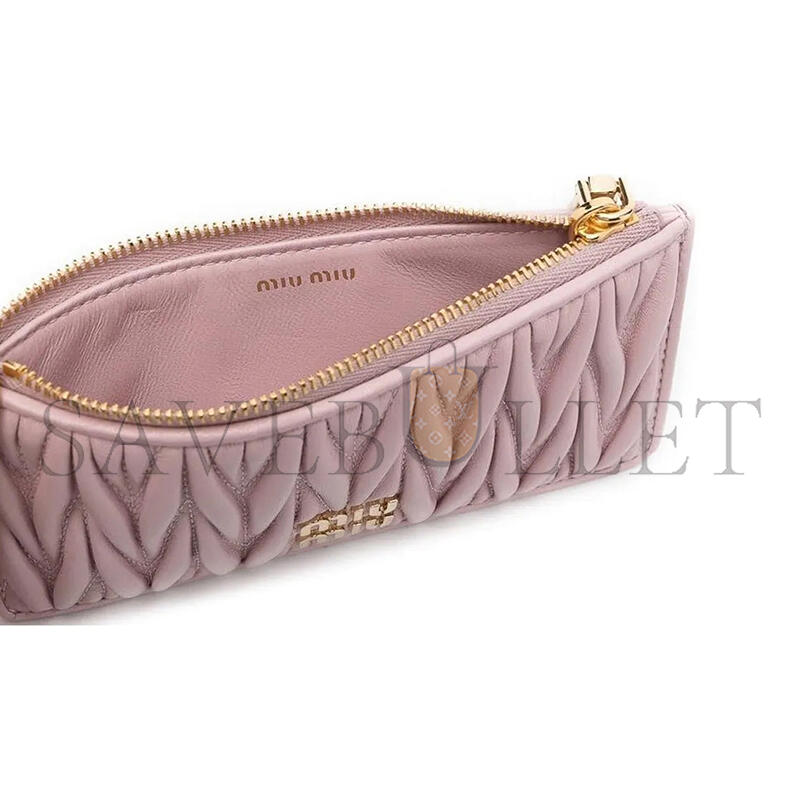 M1v M1v matelassÉ zippered solid color logo leather wallet 5mb006-2fpp (15*8cm)